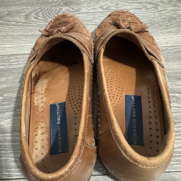 Giorgio Brutini Loafers Le Glove Mens Woven Brown Leather Tassel Shoes Sz 8‎ D main image 5